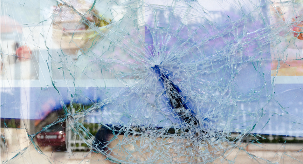 cracked broken glass window