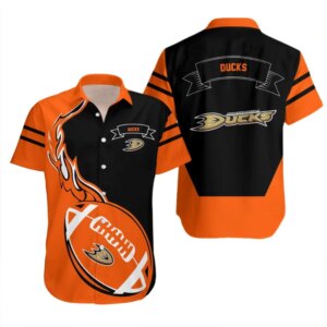 Anaheim Ducks Flaming Football Hawaiian Shirt