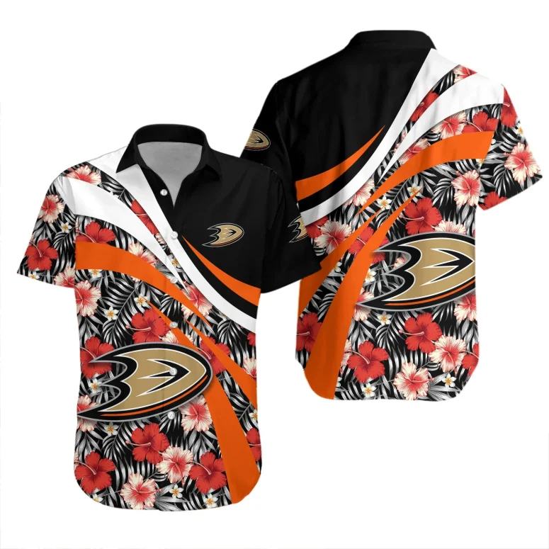 Anaheim Ducks Hibiscus Wave Hawaiian Shirt Anaheim Ducks Hibiscus Wave Hawaiian Shirt