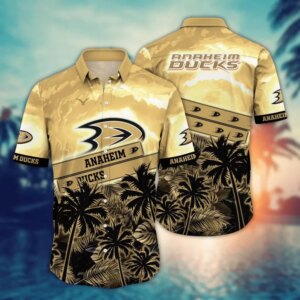 Anaheim Ducks Sunset Palms Hawaiian Shirt