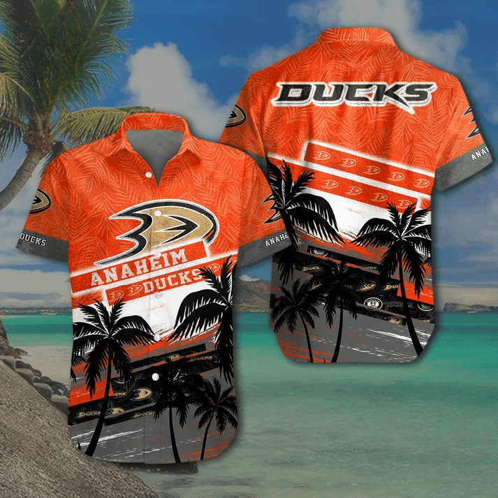 Anaheim Ducks Tropical Palm Breeze Hawaiian Shirt Anaheim Ducks Tropical Palm Breeze Hawaiian Shirt