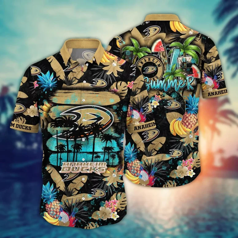 Anaheim Ducks Tropical Summer Hawaiian Shirt Anaheim Ducks Tropical Summer Hawaiian Shirt