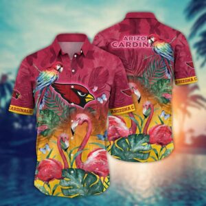 Arizona Cardinals Pink Flamingo NFL Football Team Hawaiian Shirt