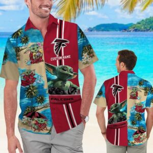 Atlanta Falcons Baby Yoda Custom Name NFL Football Team Hawaiian Shirt