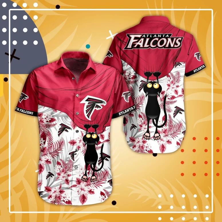 Atlanta Falcons Black Cat Hawaiian Shirt Atlanta Falcons Black Cat Hawaiian Shirt