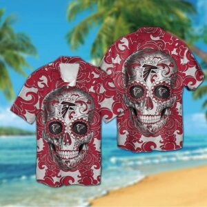 Atlanta Falcons Floral Skull NFL Football Team Hawaiian Shirt