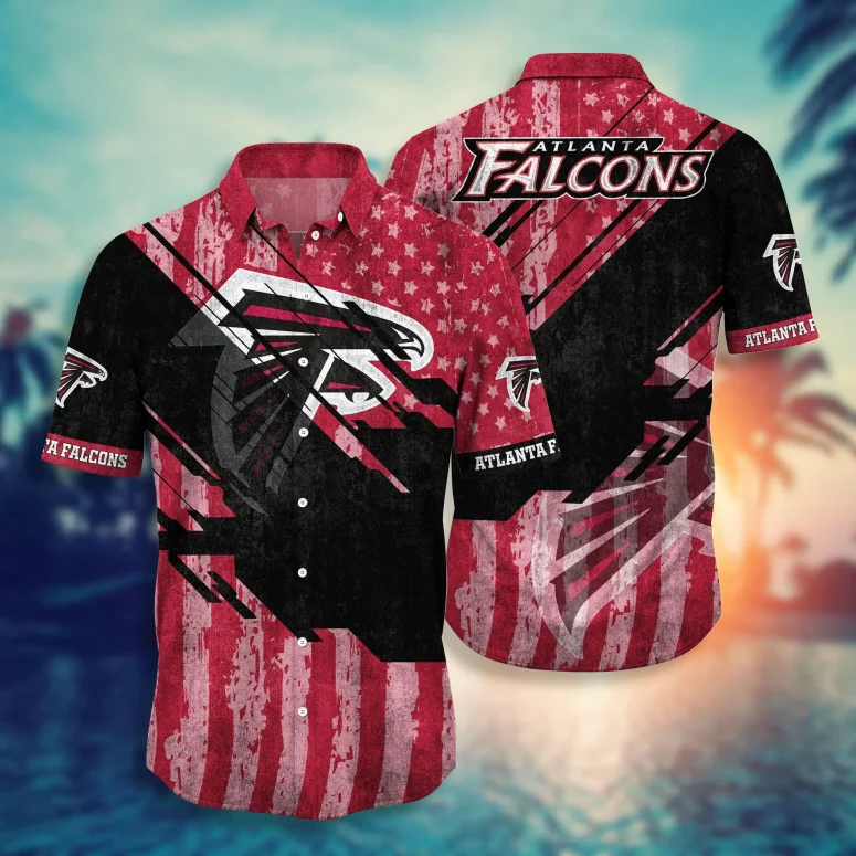 Atlanta Falcons Stars and Stripes Hawaiian Shirt Atlanta Falcons Stars and Stripes Hawaiian Shirt