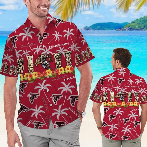 Atlanta Falcons The Moai Custom Name NFL Football Team Hawaiian Shirt Atlanta Falcons The Moai Custom Name NFL Football Team Hawaiian Shirt