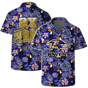 Baltimore Ravens 2X Super Bowl Champions NFL Football Team Hawaiian Shirt