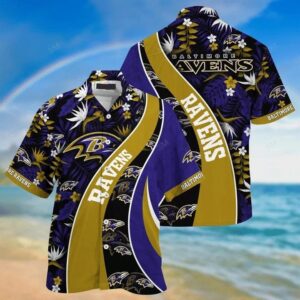 Baltimore Ravens Curve NFL Football Team Hawaiian Shirt