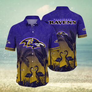 Baltimore Ravens Flamingo NFL Football Team Hawaiian Shirt