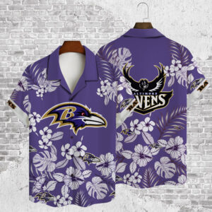 Baltimore Ravens Floral Pattern NFL Football Team Hawaiian Shirt