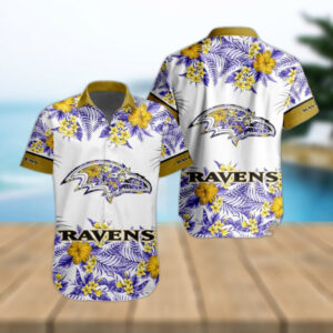 Baltimore Ravens Hibiscus NFL Football Team Hawaiian Shirt