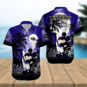 Baltimore Ravens Mickey Mouse NFL Football Team Hawaiian Shirt