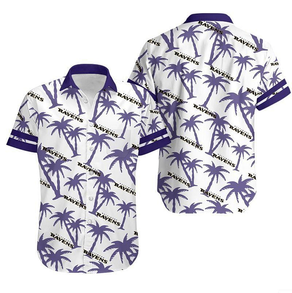 Baltimore Ravens Palm Tree NFL Football Team Hawaiian Shirt Baltimore Ravens Palm Tree NFL Football Team Hawaiian Shirt