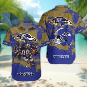 Baltimore Ravens Personalized Hawaiian Shirt ??Custom Name