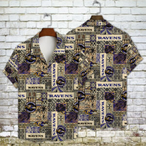 Baltimore Ravens Polynesian Flowers NFL Football Team Hawaiian Shirt