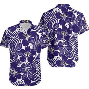 Baltimore Ravens Violet Flowers NFL Football Team Hawaiian Shirt