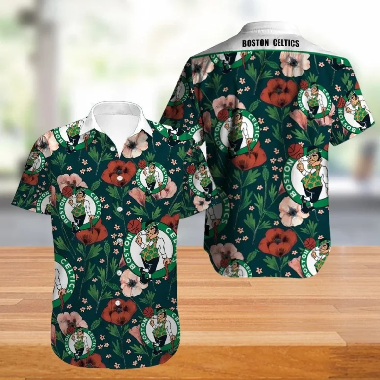 Boston Celtics Floral Garden Hawaiian Shirt Boston Celtics Floral Garden Hawaiian Shirt