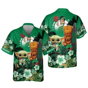 Boston Celtics Island Spirit Baby Yoda Hawaiian Shirt