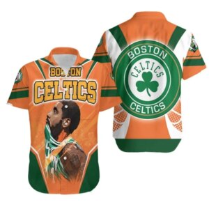 Boston Celtics Kyrie Irving 11 Orange Background Hawaiian Shirt