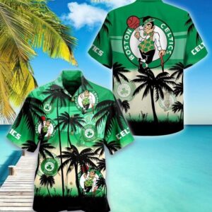Boston Celtics Sunset Palm Hawaiian Shirt