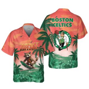 Boston Celtics Tropical Raccoon Hawaiian Shirt