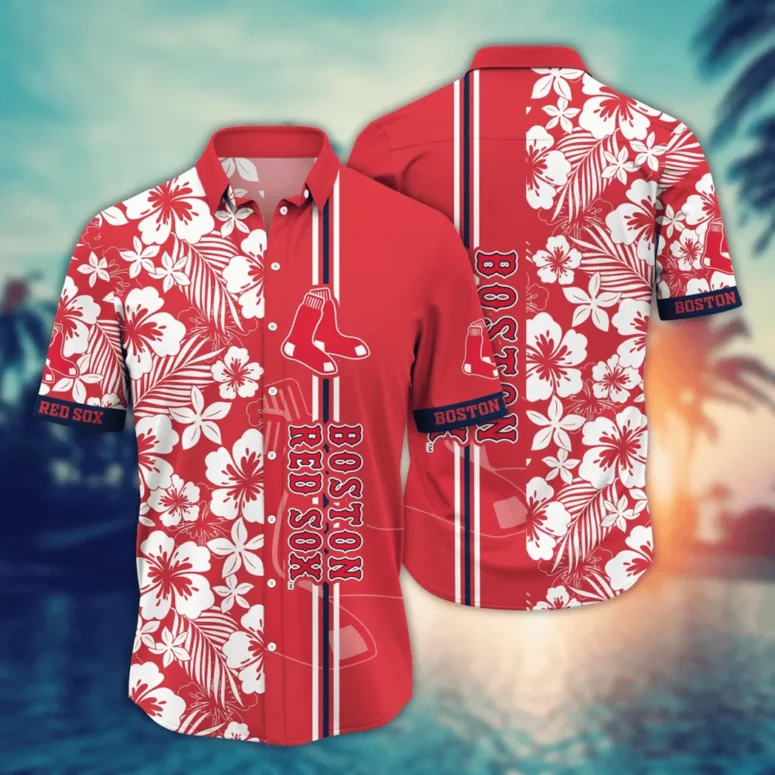 Boston Red Sox Classic Hibiscus Aloha Shirt Boston Red Sox Classic Hibiscus Aloha Shirt