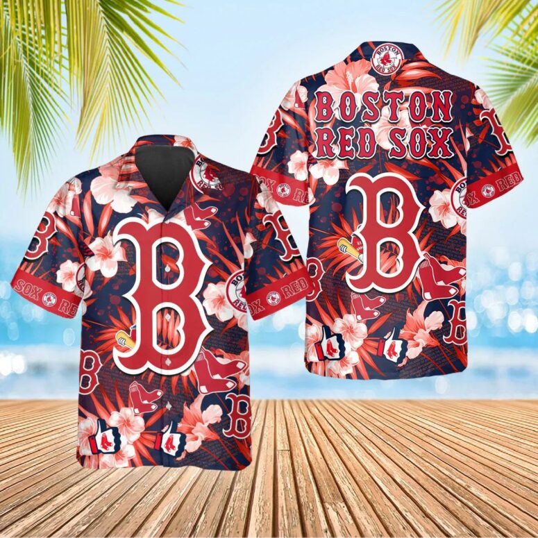 Boston Red Sox Floral Logo Hawaiian Shirt Boston Red Sox Floral Logo Hawaiian Shirt