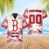 Boston Red Sox Retro Waves Personalized Name Number Hawaiian Shirt