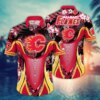 Calgary Flames Hibiscus Wave Hawaiian Shirt