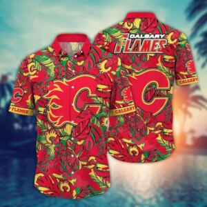 Calgary Flames Jungle Berry Hawaiian Shirt
