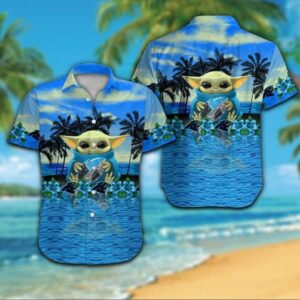 Carolina Panthers Baby Yoda NFL Football Team Hawaiian Shirt