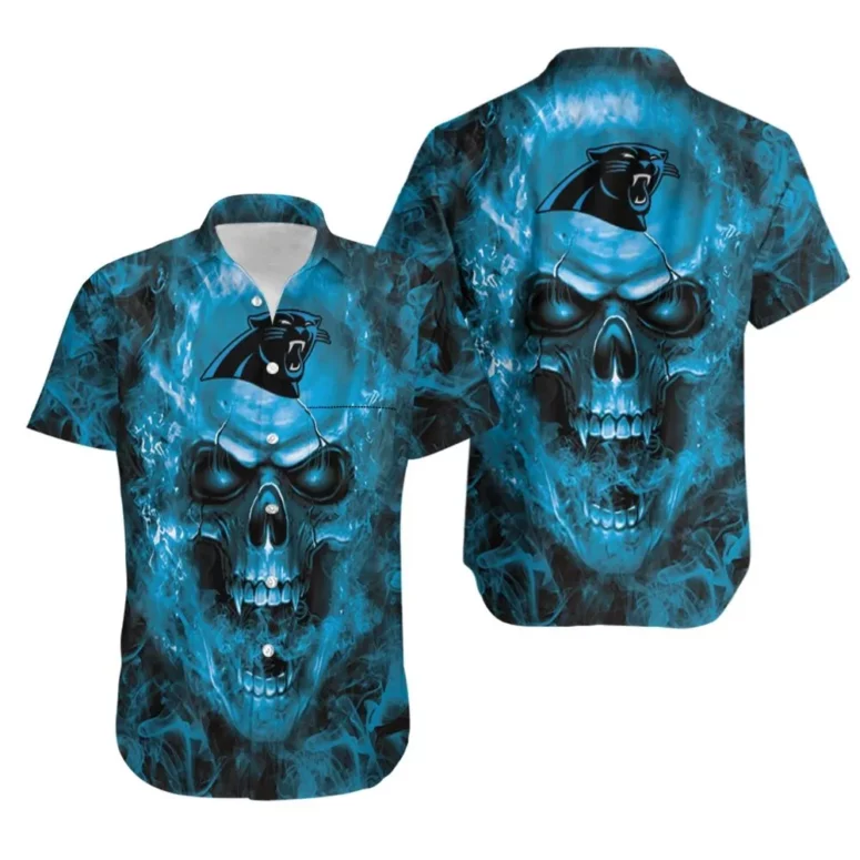 Carolina Panthers Skull Storm Hawaiian Shirt Carolina Panthers Skull Storm Hawaiian Shirt