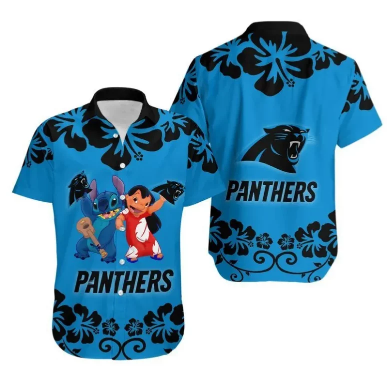 Carolina Panthers Slilo And Stitch Hawaiian Shirt Carolina Panthers Slilo And Stitch Hawaiian Shirt