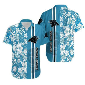 Carolina Panthers White Flowers NFL Football Team Hawaiian Shirt