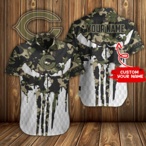 Chicago Bears Camo Skull Personalized Hawaiian Shirt