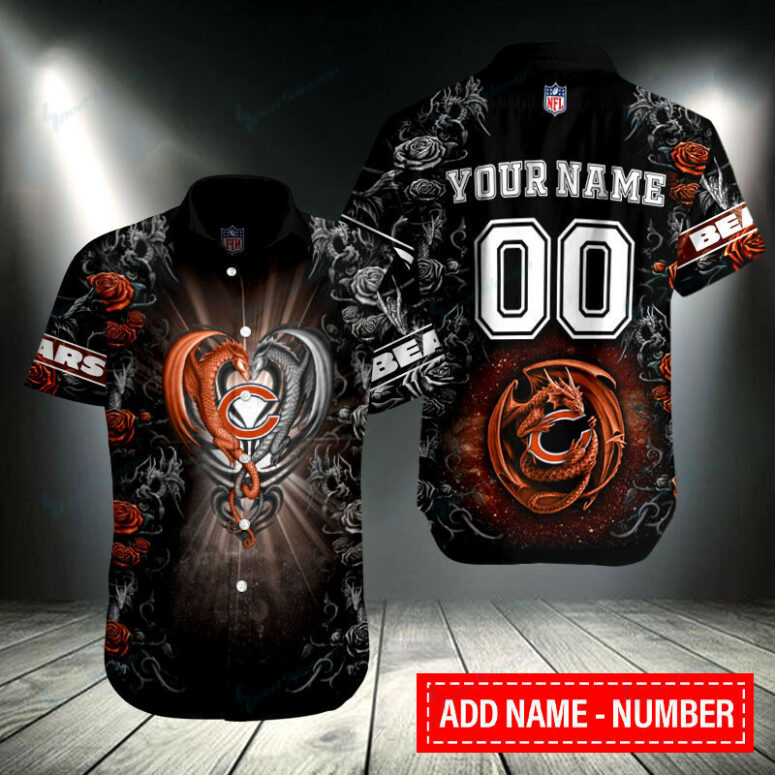 Chicago Bears Dragon Heart Personalized Hawaiian Shirt Chicago Bears Dragon Heart Personalized Hawaiian Shirt