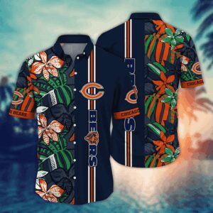 Chicago Bears Tropical Flower NFL Football Team Hawaiian Shirt