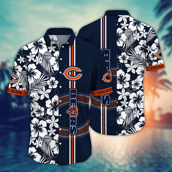 Chicago Bears White Blossoms NFL Football Team Hawaiian Shirt Chicago Bears White Blossoms NFL Football Team Hawaiian Shirt