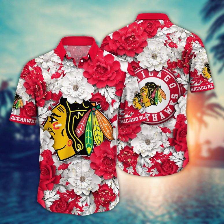 Chicago Blackhawks Floral Glory Hawaiian Shirt Chicago Blackhawks Floral Glory Hawaiian Shirt