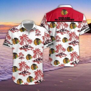 Chicago Blackhawks Island Sunset Hawaiian Shirt