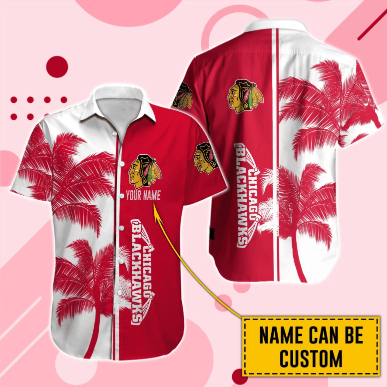 Chicago Blackhawks Palm Paradise Personalized Hawaiian Shirt Chicago Blackhawks Palm Paradise Personalized Hawaiian Shirt
