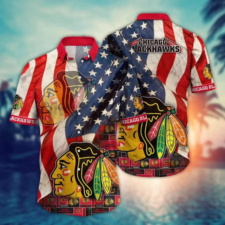 Chicago Blackhawks Patriotic Pride Hawaiian Shirt Chicago Blackhawks Patriotic Pride Hawaiian Shirt