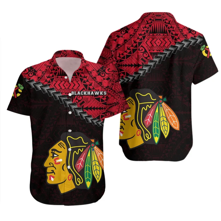 Chicago Blackhawks Tribal Legacy Hawaiian Shirt Chicago Blackhawks Tribal Legacy Hawaiian Shirt