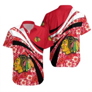 Chicago Blackhawks Tropical Floral Wave Hawaiian Shirt