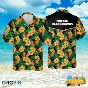 Chicago Blackhawks Tropical Gold Hawaiian Shirt