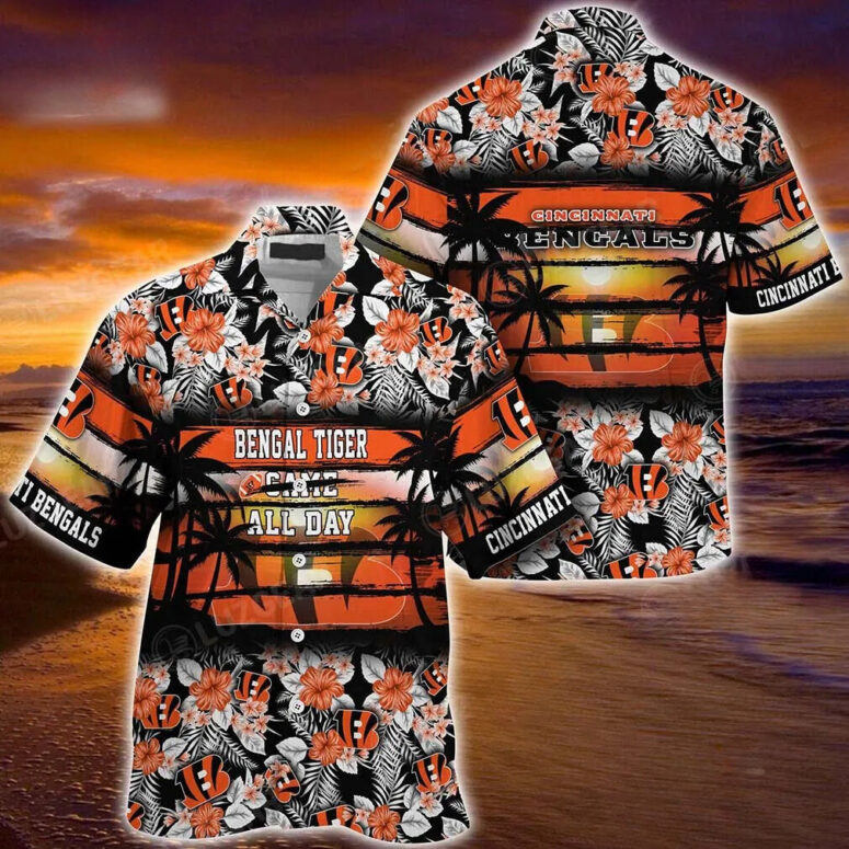 Cincinnati Bengals Game Day Paradise Hawaiian Shirt Cincinnati Bengals Game Day Paradise Hawaiian Shirt