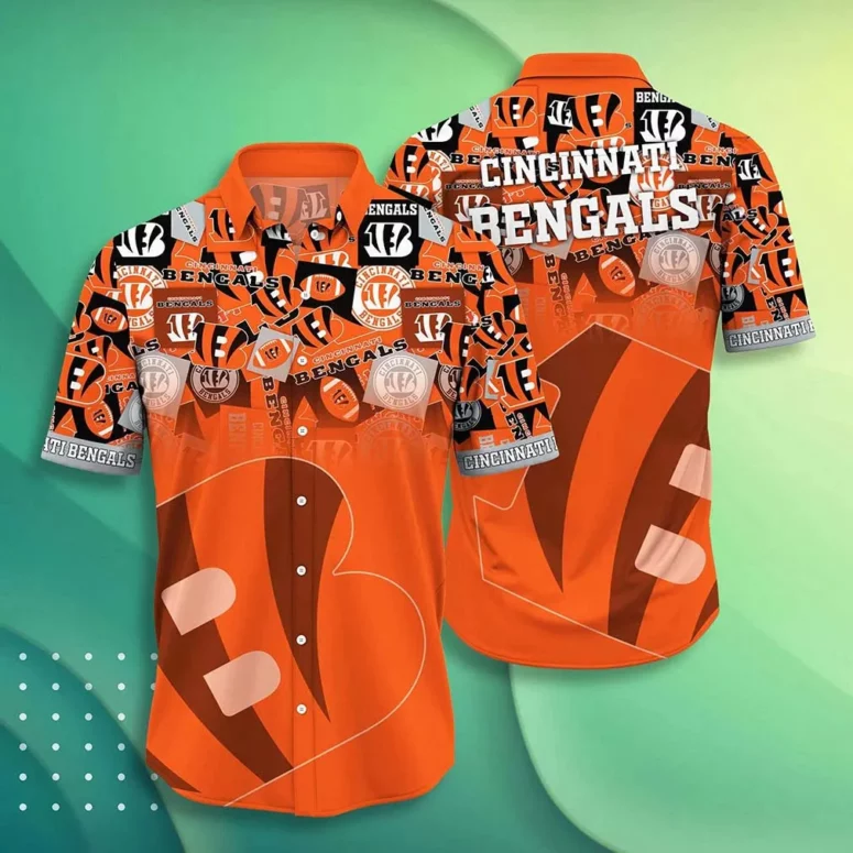 Cincinnati Bengals Graphic Burst Hawaiian Shirt Cincinnati Bengals Graphic Burst Hawaiian Shirt
