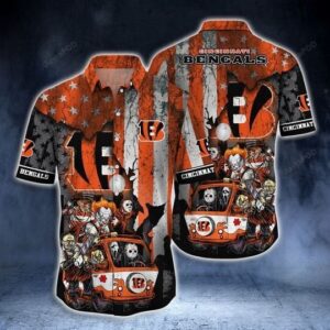 Cincinnati Bengals Horror Movie Characters Hawaiian Shirt
